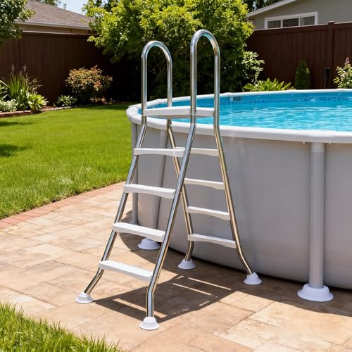 Escalera para piscina de acero inoxidable de 4 peldaños miniatura 1