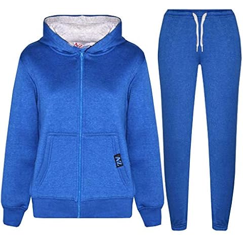 A2Z 4 Kids Plain Tracksuit Royal Blue & Grey Contrast Hoodie with Joggers - T.S Contrast Trim Royal & Grey_9-10 Cover