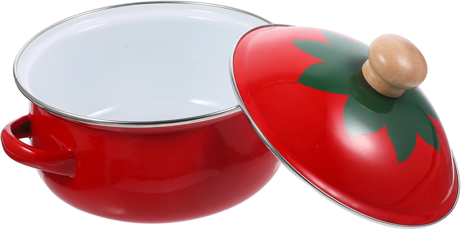 Enamel Pot Enamel Cast Skillet Acid Alkali Resistant Cooking Pot Smooth Glazed Surface Easy to Clean Random Style