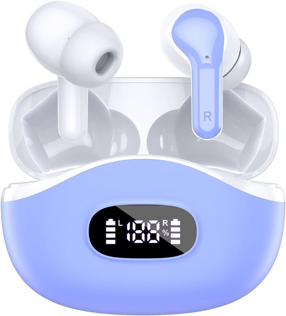 AOTONOK Cuffie Bluetooth, 2024 Auricolari Bluetooth 5.3 Stereo Wireless In Ear con 4 ENC Mic, Cuffie Senza Fili Cancellazione Rumore Cuffiette Sport 40Ore LED Display IP7 Impermeabili Earbuds