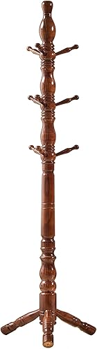 SUOHUI Perchero de madera de sauce natural con 3 opciones de altura y 9 ganchos árbol de pasillo independiente para ropa bolsassombreros perchero