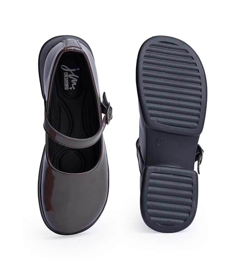 Image of JM LOOKS Women Mary Jane Block Heels | Single Strap | Round Toe | Stylish & Comfortable | Formal & Casual