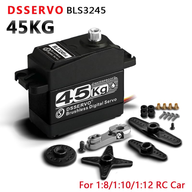ZOSKAY Rc Servo Brushless Servo Metal Gear High Torque Robot servo Brushless Motor Digital Servo Arduino Servo for 1/8 1/10 1/12 RC Cars (45KG-270°)