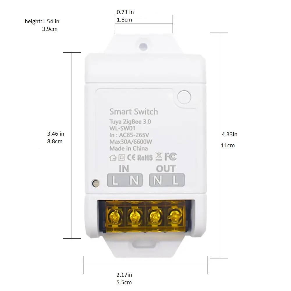 MHCOZY Zigbee Smart Switch,30A High Power,App Remote Timer Home