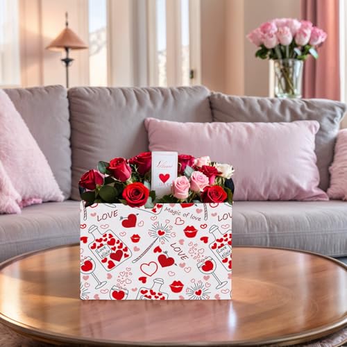 Image of Cute Heart Valentine's Day Basket Gifts Empty Storage Basket for Kid and Baby Room Decor (Red Love Bottle)