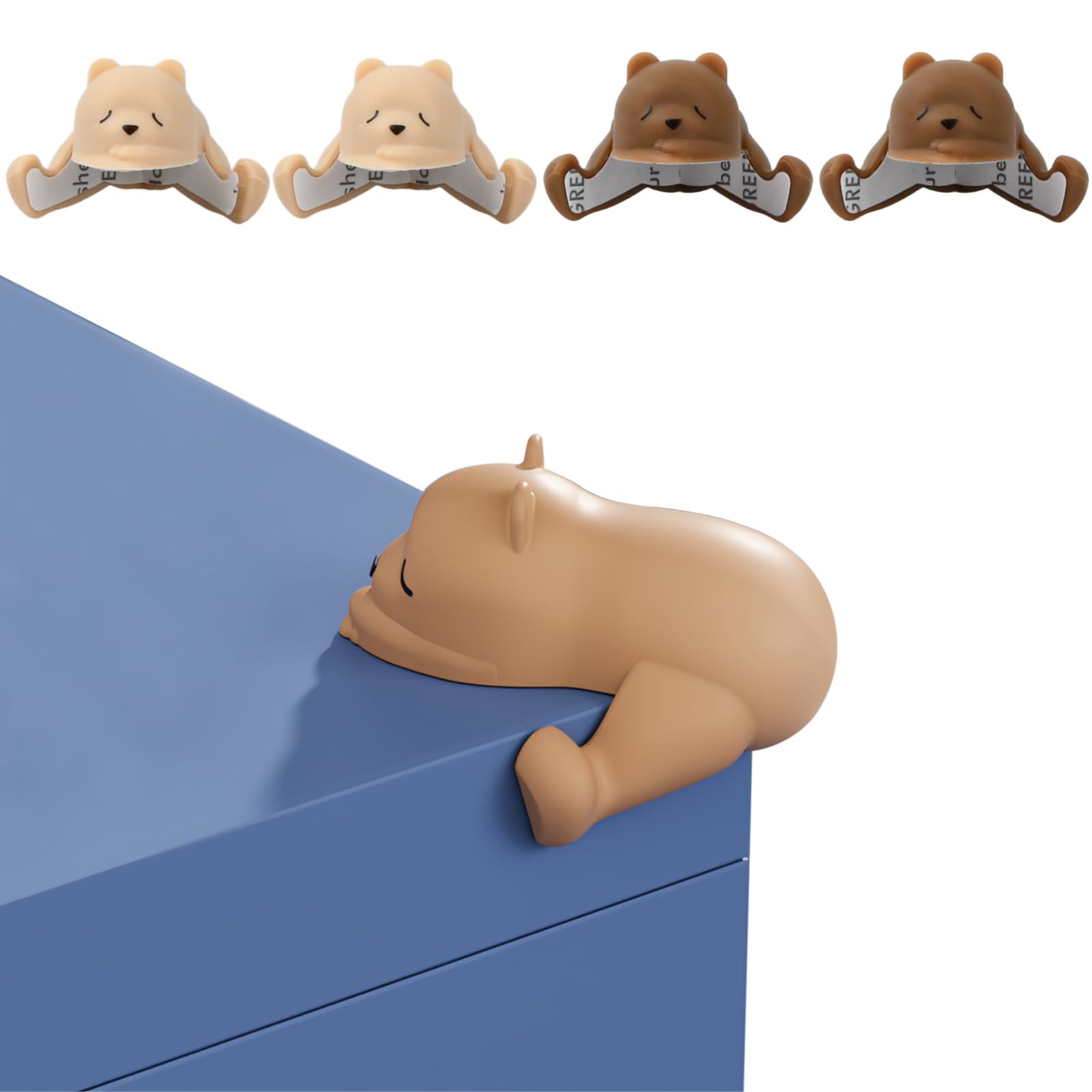 4 Stück Bär Selbstklebender Kantenschutz, Kieselgel Eckenschutz, Eckschutzkanten Süßes, Edge Table Corner Protector, Rückstandslos Entfernbar, Tischschreibtisch Eckenschutz (Aprikose und Kaffee)