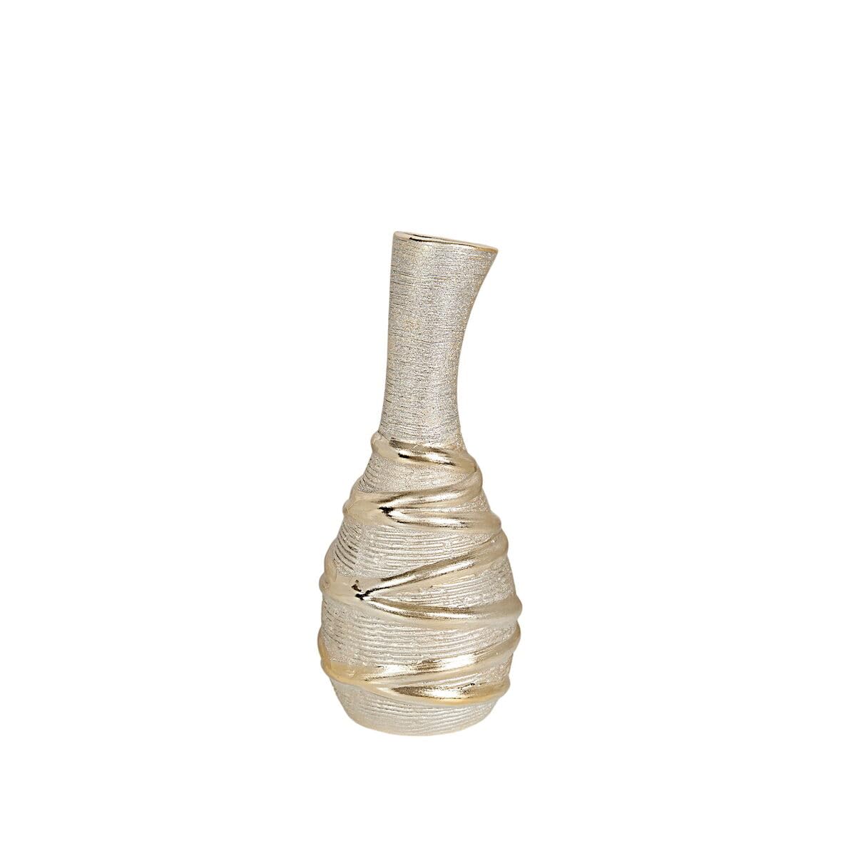 RomimexChampagne Ceramic Vase 12 x 27 x 12 cm