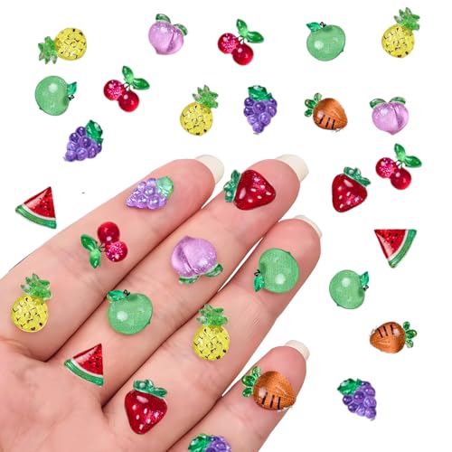 100PCS Mini Fruit Decor for Dollhouse Resin Tiny Fruits for Crafts Micro Miniature Fruit for Fairy Garden Dollhouse Micro Landscaping Decoration (Fruits)