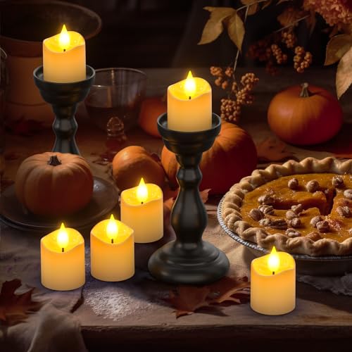 Image of Yme Rechargeable LED Tea Lights with Remote & Timer, 1.5 inch D | USB-C Charging, Battery Operated Flickering Flameless Votives, Fake Candles,for Home Table Halloween Christmas Decor, 12PCS