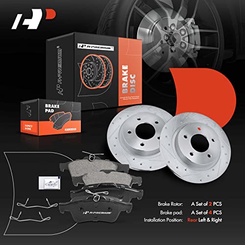 A-Premium 11.02 In (280mm) Rear Brake Rotors & Ceramic Pads Kit, 6-Pack by A-Premium - Used condition - Image 8