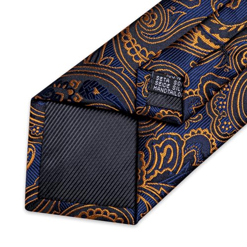 Image of DiBanGu Mens Paisley Tie Sets Silk Jacquard Woven Floral Necktie and Pocket Square Cufflinks Wedding Business Party