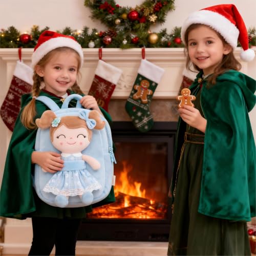 Image of Gloveleya Back to School Gifts for Girls Kids Backpack Toddler Girls Backpacks with Soft Plush Doll Toys Blue
