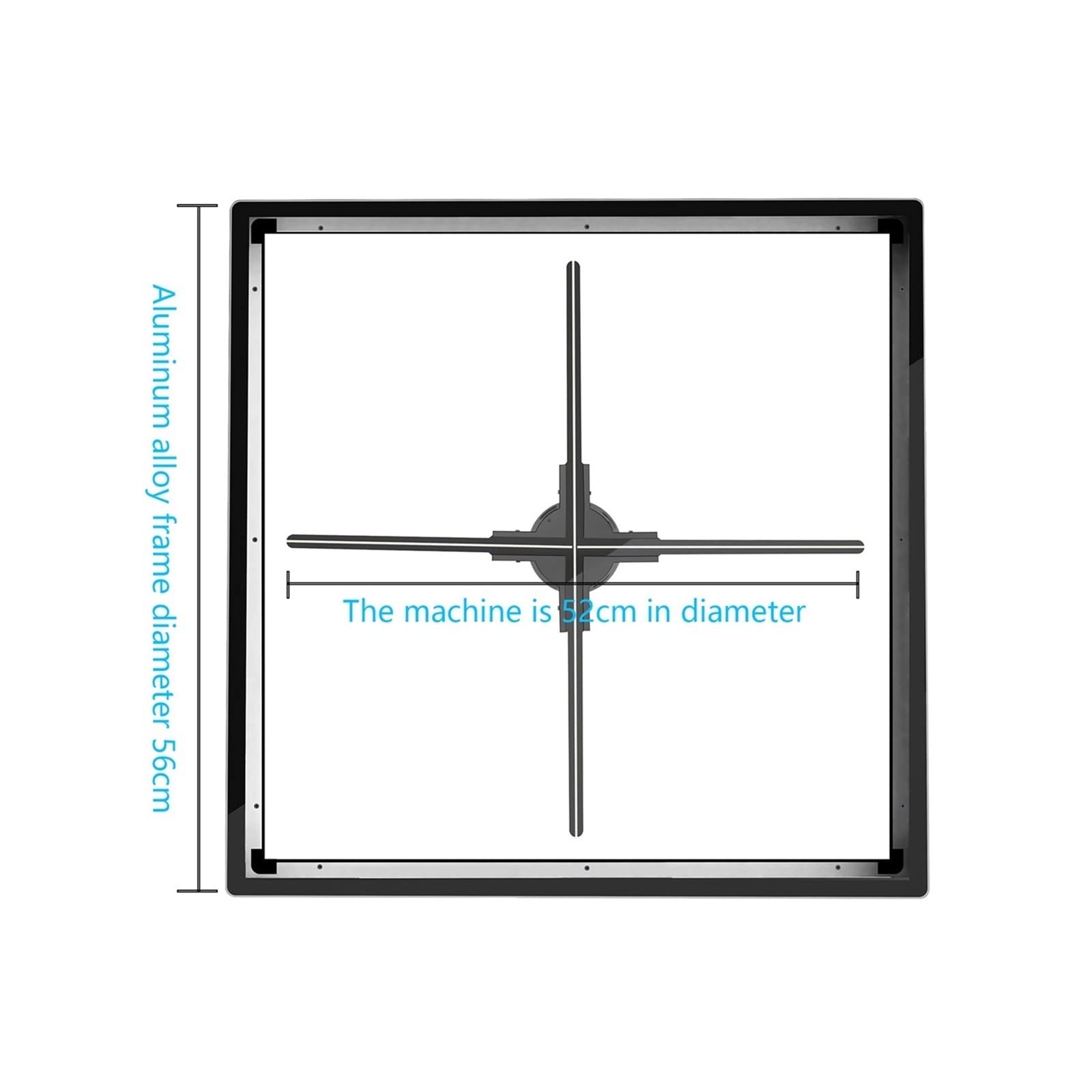 Holograficzny Wentylator 3D, Holograficzny wentylator projekcyjny 3D F56One Maszyna Maszyna reklamowa z kwadratową okładką 1080P Transmisja na żywo w czasie rzeczywistym(Grey)