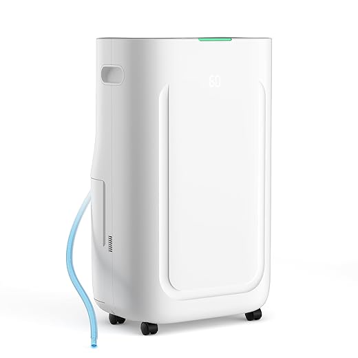2025Upgraded 5000 Sq.Ft 80 Pint Dehumidifier for Basements with Large 6.5L Water Tank,24H Timer,Child Lock,Defrost,Silent,mold,4 Modes Operation Auto Shut-off