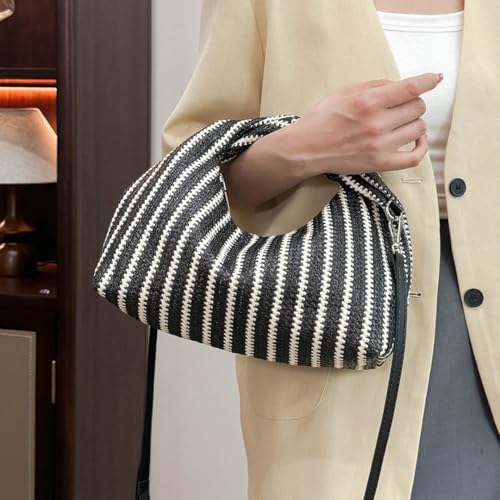 Straw Handbags for Women 2025 Rainbow Woven Crossbody Shoulder Bag Summer Straw Beach Bag Wicker Purse2