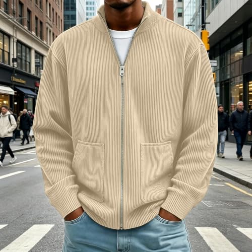 Aswuknt Men's Corduroy Jacket Full Zip Up Spring Fall Jackets with Pockets - image 7