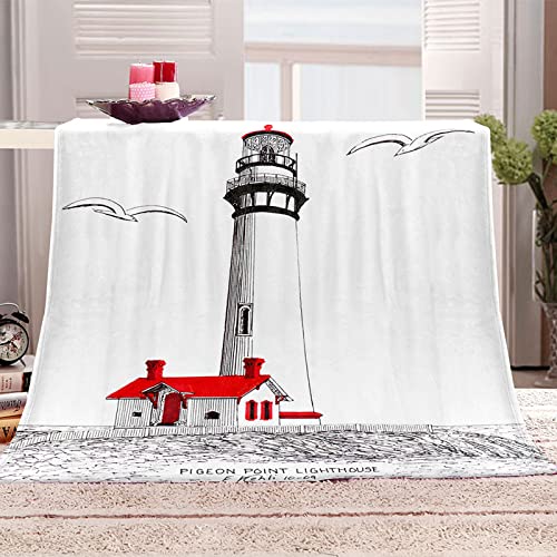 WJYMJJ Plaid Couverture Polaire Phare dessiné à la Main Impression 3D Microfibre Couverture de lit en Flanelle Douce, Chaude et Confortable, Couverture de canapé 70x100 cm Cover