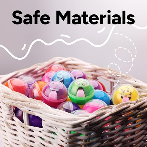 Image of Entervending Empty Clear-Colored Round Capsules 2 inch 25 pcs Bulk 7 Colors Capsule for Toy Gumball Machines Plastic Containers Surprise for Kids Party