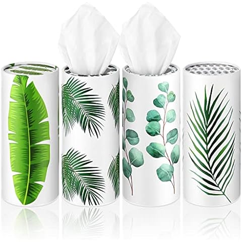 Yoande 4 Pack Car Tissues Round Tube Tissues Box with Facial Tissue Bulk Car Tissue Holder Car Tissue Travel Cylinder Holder for Car Cup Holder Wedding Home Bathroom Office(Bohemia Style) Cover
