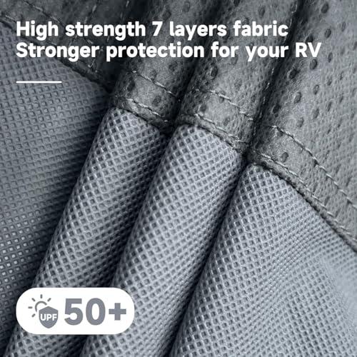 Image of VINPATIO Class A RV Cover Extra Thick 7 Layers Top: Fits 37'-40' RV, Heavy Duty Windproof Waterproof Class A Motorhome Cover with 2 Extra Long Straps, Gutter Covers