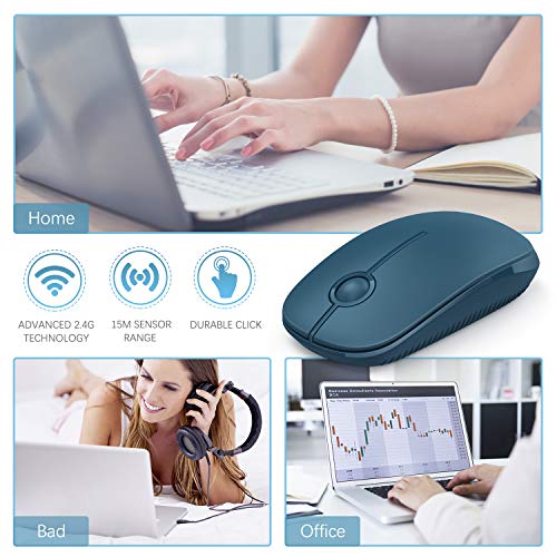 Image of VssoPlor Wireless Mouse, 2.4G Slim Portable Computer Laptop Mouse with Nano Receiver Quiet Silent Optical Mice for Notebook, PC, Laptop, Computer-Sapphire Blue