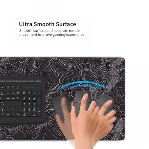 Image of AQQA Large Mouse Pad Mat(11.8X31.5 In Extended Gaming Mouse Pad With Non-Slip Rubber Base,Background Topographic Map Lines Contour Geographic For Gaming Office Laptop Computer Men Women