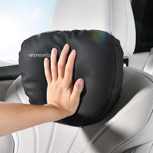 Image of Coverado Car Headrest Pillow Soft Memory Foam Car Neck Support Pillow with Adjustable Strap, Relax Head Muscles Relieve Driving Fatigue, Breathable & Removable Cover