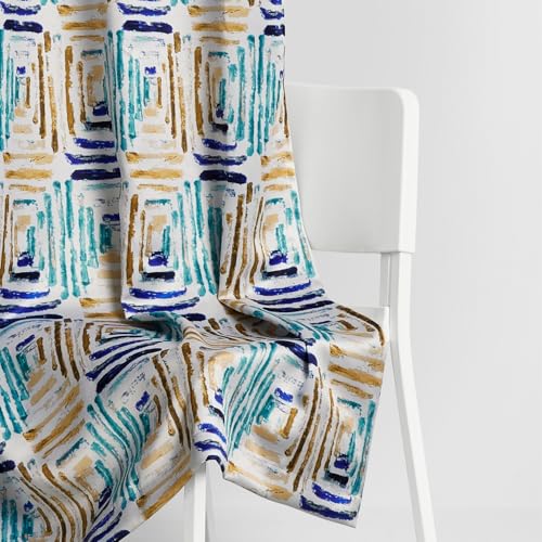 Image of haus & kinder Blackout Window Curtains 5 Feet Long Pack of 2 Window Curtains, 5 Feet Curtains for Window, 80% Room Darkening (Atelier Grid, Multicolour 114x152 CM)