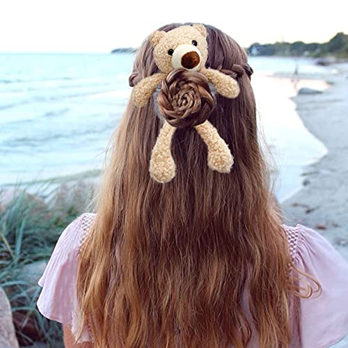 Cute Plush Bear Hair Tie, Hair Scrunchies Velvet Elastic Hair Bands, Women Fashion Deft Bun Maker Ponytail Holster Hair Styling Tools (G) 4 Cute Plush Bear Hair Tie, Hair Scrunchies Velvet Elastic Hair Bands, Women Fashion Deft Bun Maker Ponytail Holster Hair Styling Tools (G)