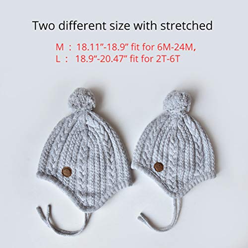 Somaler Toddler Baby Boys Girls Winter Hat Kids Ear Flap Warm Fleece Lined Knit Beanie Fur Pom Hat #TOP4