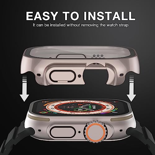 Image of Case Compatible with Apple Watch Ultra 50mm with Built-in Tempered Glass Screen Protector, All-Around Ultra-Thin Bumper Full Cover Hard PC Protective Case for iWatch, Original Rosegold