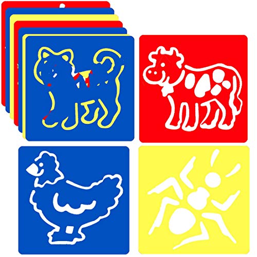 24 Pcs Drawing Stencils for Kids Gift 6 Inch Reusable Animal Stencil Set Plastic Template Children Painting Stencils for Learning Arts and Crafts (5.5 x 6 Inch)
