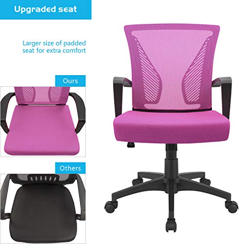 Image of Furmax Office Chair Mid Back Swivel Lumbar Support Desk Chair, Computer Ergonomic Mesh Chair with Armrest (Pink)