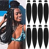 Pre Stretched Braiding Hair 26inch Knotless Braids Hair 8 Bundles Hot Water Setting Easy Braid for...