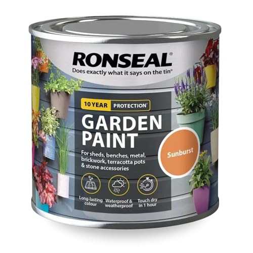 SAVING HUB Garden Paint 250ml – Exterior Multi-Surface Paint for Wood, Fence, Brick, Metal, Stone & Terracotta – Waterproof Weather Resistant Matt Finish for Sheds, Garden & Outdoor Use (Sunburst)