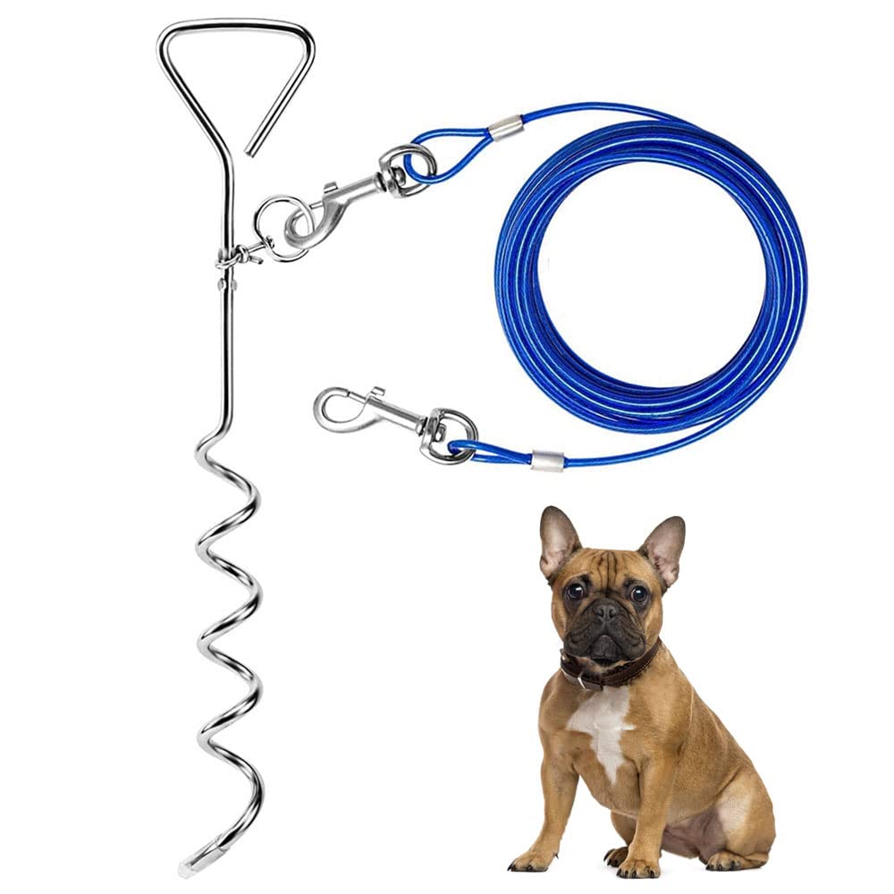 Cable de Amarre Perros, 15FT Cable para Atar Perros, Cable para Atar Perros Grandes, Correa para Atar Al Perro en Exteriores, para Patios, Exteriores y Camping