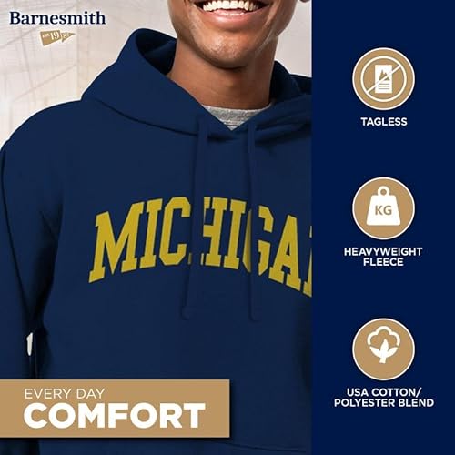 Barnesmith University of Michigan, UMich, U-M Wolverines, Adult Unisex Hooded Sweatshirt, Classic, Navy, Small - Image 3
