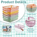 gisgfim 6 Pack Plastic Turn in Paper Trays for Classroom Storage Bin Basket Organizers for School Teacher Supplies Classroom Office Home Organization and Storage Tray Holds 4A Paper File (Pastel) - Image 3