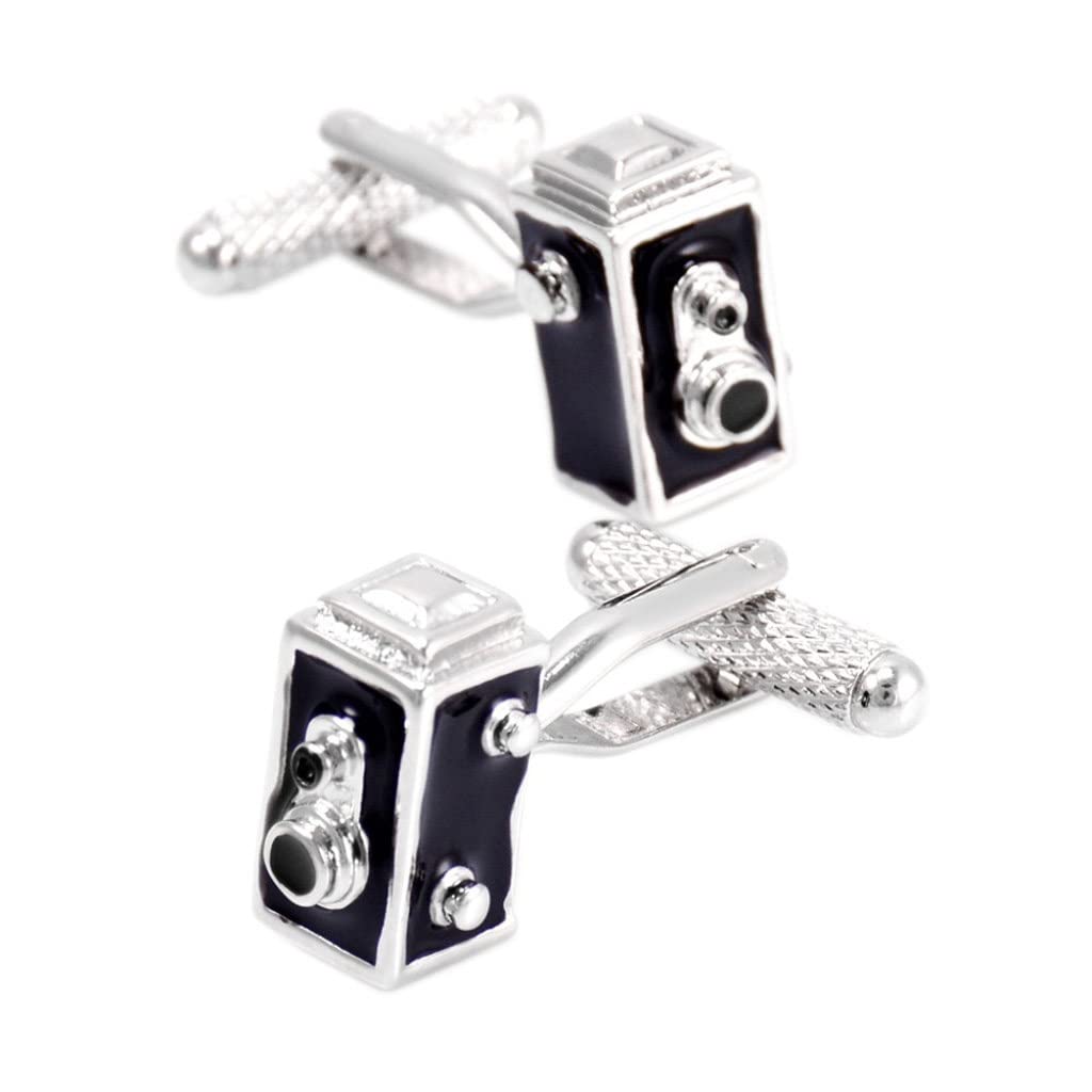 DCOTVintage Camera Cufflinks for Mens French Shirt Cuffs Black Enamel Cuff Links Jewelry
