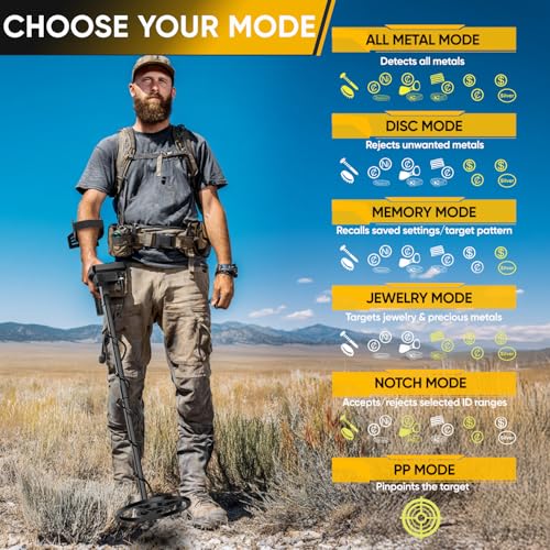Image of Metal Detector for Adults Professional - 1800mAh Rechargeable Gold Detector, 6 Detection Modes, 10 inch IP68 Waterproof Coil, New Advanced DSP Chip for Beach & Treasure Hunting