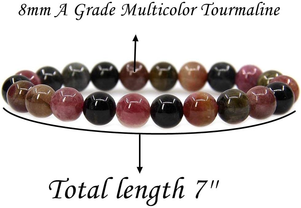 Angelstones Handmade Gem Semi Precious Gemstone 8mm Round Beads Stretch Bracelet 7" Unisex - Image 2