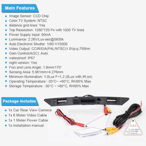 Image of 1280*720 pixels HD Car Rear View Trunk handle Camera Parking Reverse back up camera replacement for Audi A4 S4 RS4 quattro 8E2 B6 8EC B7 B8 Avant 8E5 B6 Cabrio Cabriolet Convertible 8H7 8HE 8ED B6 B7