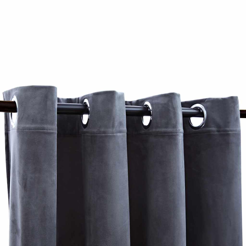 vidaXL 2X Tende Oscuranti con Anelli Classici Eleganti Moderne Tendaggi Casa Rivestimento Finestre Privacy in Metallo e Velluto 140x245cm Antracite