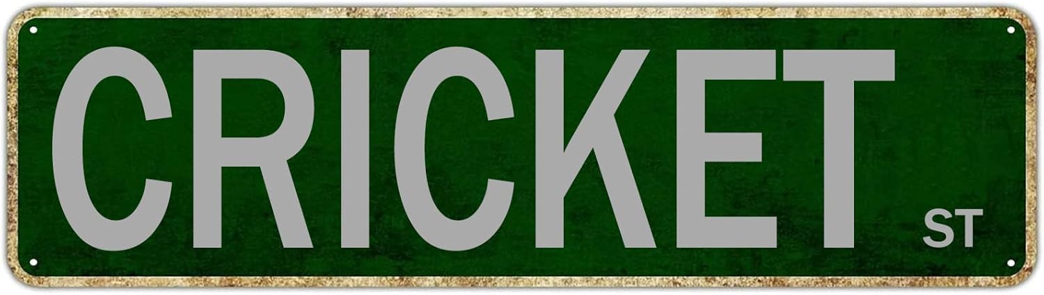 Cricket Street Sign Vintage Metal Tin Sign Bar Cafe Garage Cave Home Room Farmhouse Garden Patio Wall Decor 4x16 Inch