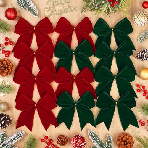 DEMIUKO 12 Stück Rot Schleife Weihnachten Grün Zierschleifen...