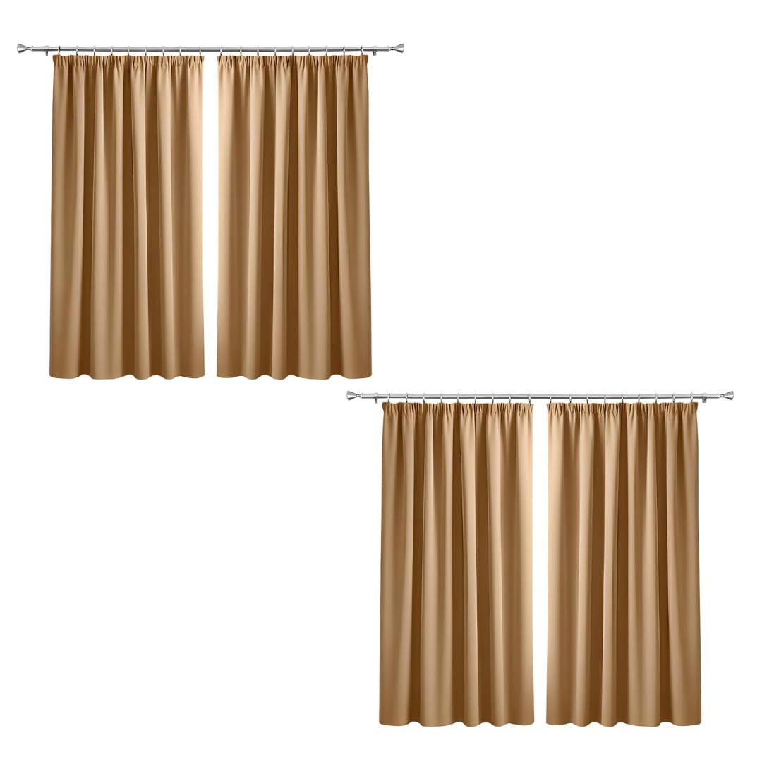 Imperial Rooms Blackout Curtains for Bedroom 46x54 Beige Curtain Privacy Protection Pencil Pleat Curtains Thermal Insulated Energy Saving Curtains for Living Room 4 Panel with Tiebacks