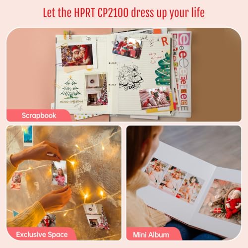 HPRT CP2100 Impressora fotográfica portátil de 2 x 3 polegadas para iPhone, mini impressora de image