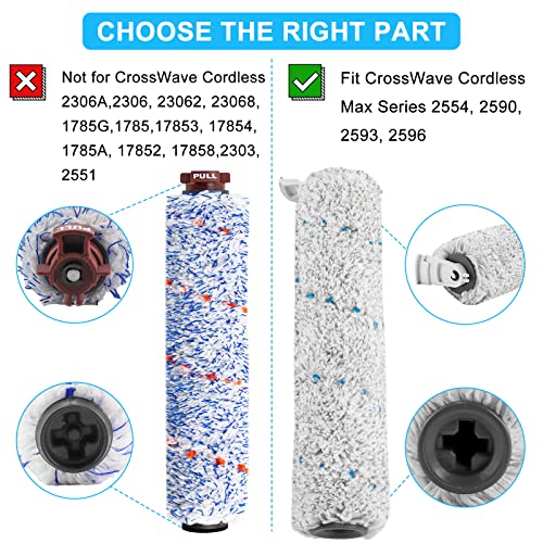 Replacement Parts for Bissell CrossWave Cordless Max 2554 2554A 2590 2593 2596 2597 HydroSteam Plus Series 3515 35151 3513 3518, Multi-Surface Brush Rolls 2787 and Replacement Filters 1866 LUXRILIX