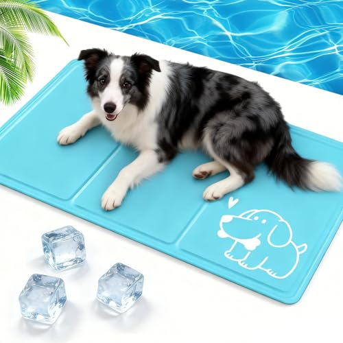 JONRRYIN Tappetino Refrigerante per Gatti e Cani, 50×65cm Tappetino Rinfrescante in Gel Fresco, Materassino Raffreddamento per Animali in Estate per Interni, Esterni e Auto, Cucce, Divani (M)