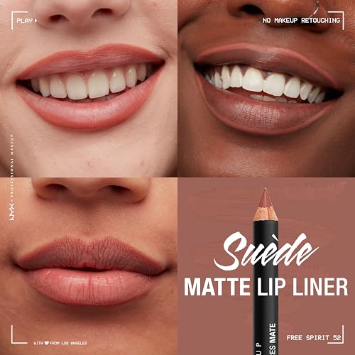 Image of NYX PROFESSIONAL MAKEUP Suede Matte Lip Liner, Velvety-Smooth, Long-Lasting Formula For A Defined Lip Makeup Look - Free Spirit (Pink)